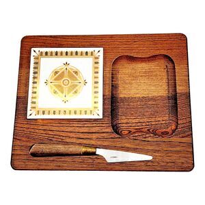 Cheese Cutting Board Wood & Tile Vintage 70's Midcentury Modern L&M Japan